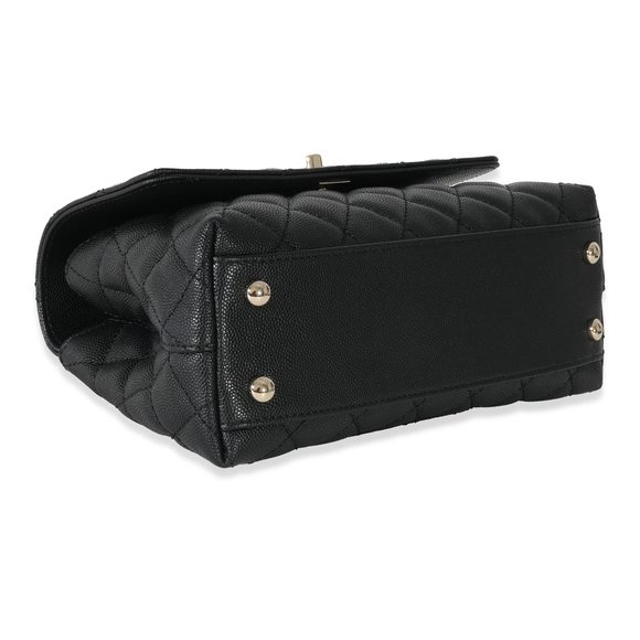 Chanel Black Caviar Quilted Small Coco Top Handle Flap Bag - Picture 6 of 8